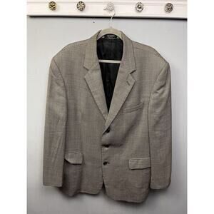 Vintage‎ Gianfranco Ruffini Italy Wool Blazer Mens 46R Gray Geometric FLAW